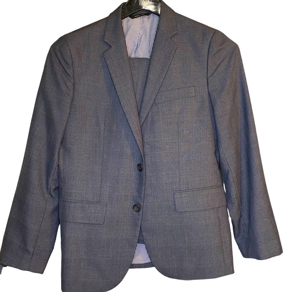 Banana Republic 2 Piece Suit | Navy Blue Plaid Tailored Slim Fit | 38S | 31x32